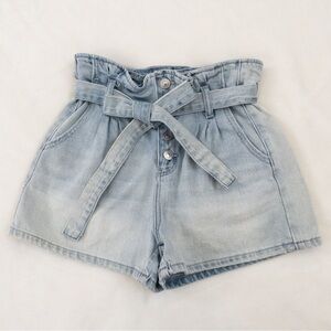 American Eagle Light Wash High Waisted Paper Bag Denim Shorts